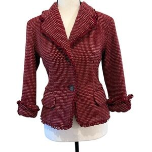 Kenneth Cole New York | Wool tweed wine colored blazer size 4